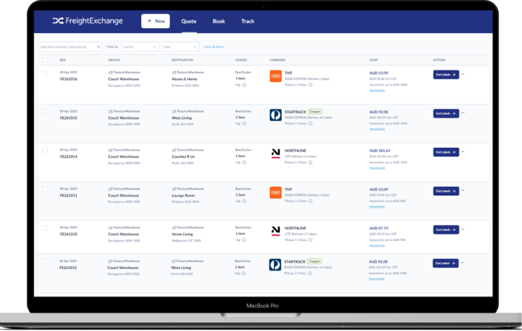 FreightExchange Software Dashboard